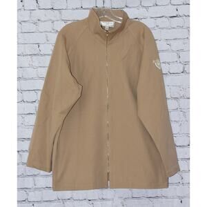 ST. JOHN Sport Khaki Cotton Long Sleeve Zip-up Women Jacket Size Large